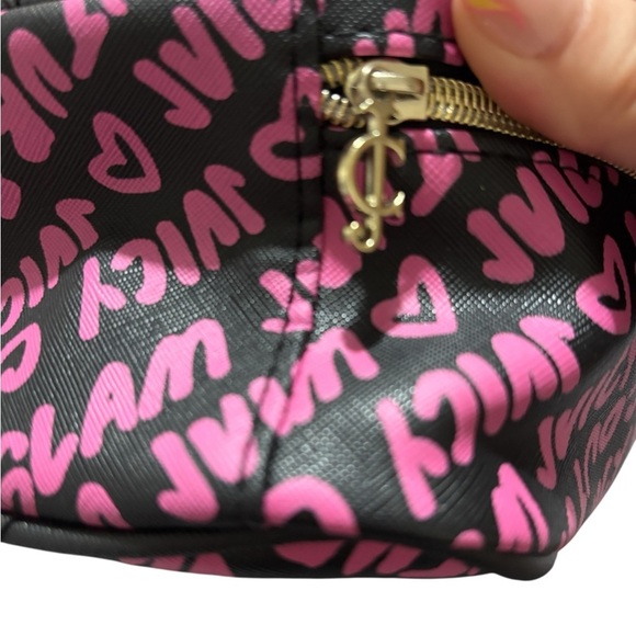 Juicy Couture Black and Pink Cosmetic Bag Soft Shell Zip Closure - Picture 3 of 6
